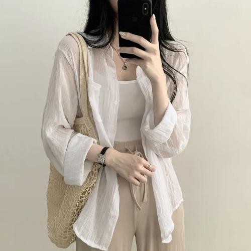 Summer Ice Cream Color Loose Long Sleeve Women s Shirt Sun Protection Folded Design Commute Style Thin Material Pure Color S белый
Summer Ice Cream Color Loose Long Sleeve Women s Shirt Sun Protection Folded Design Commute Style Thin Material Pure Color S белый