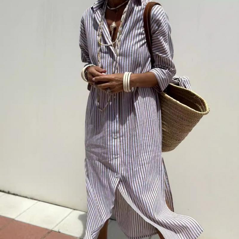 Women s new five-quarter-sleeved striped cardigan lapel shirt dress medium and long XXL коричневий
Women s new five-quarter-sleeved striped cardigan lapel shirt dress medium and long XXL коричневий