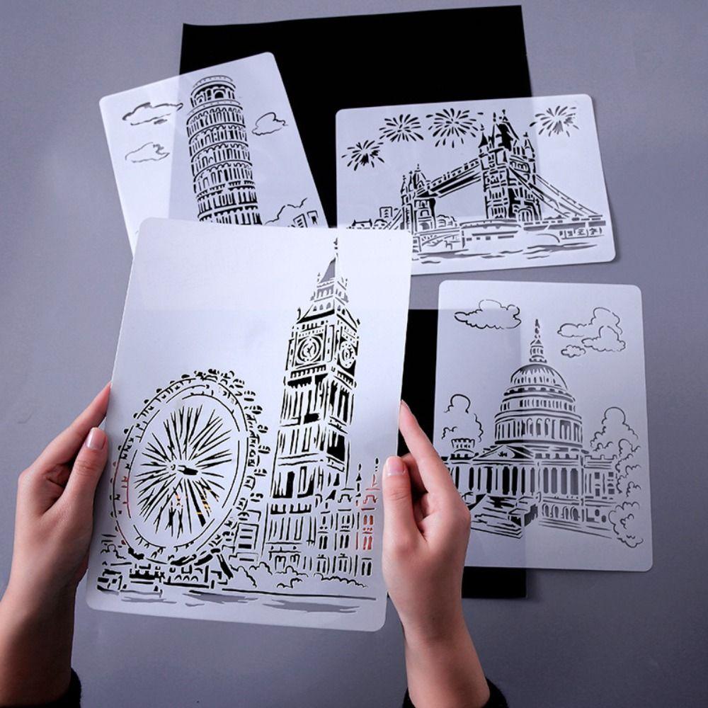 DIY Craft Hollowed Drawing Templates Urban Architecture Series Spray Painting Template Photo
DIY Craft Hollowed Drawing Templates Urban Architecture Series Spray Painting Template Photo