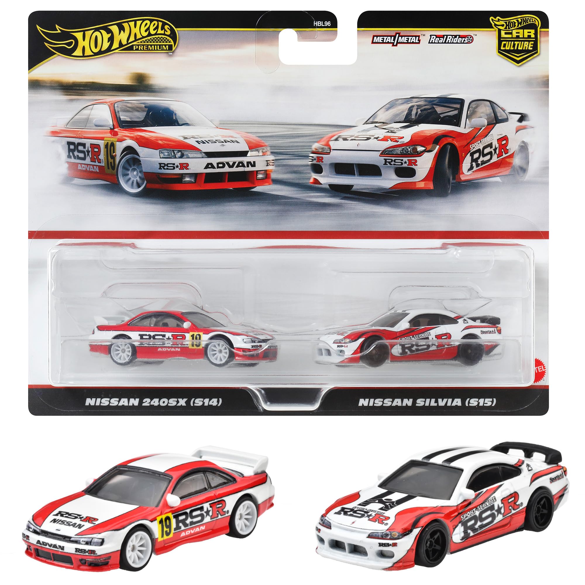 Hot Wheels Premium 2 Pack Nissan 240SX Silvia Vehicle Toy Mini Car for Ages 3 and Up HRR84 (S14)/Nissan (S15) White/Red
Hot Wheels Premium 2 Pack Nissan 240SX Silvia Vehicle Toy Mini Car for Ages 3 and Up HRR84 (S14)/Nissan (S15) White/Red