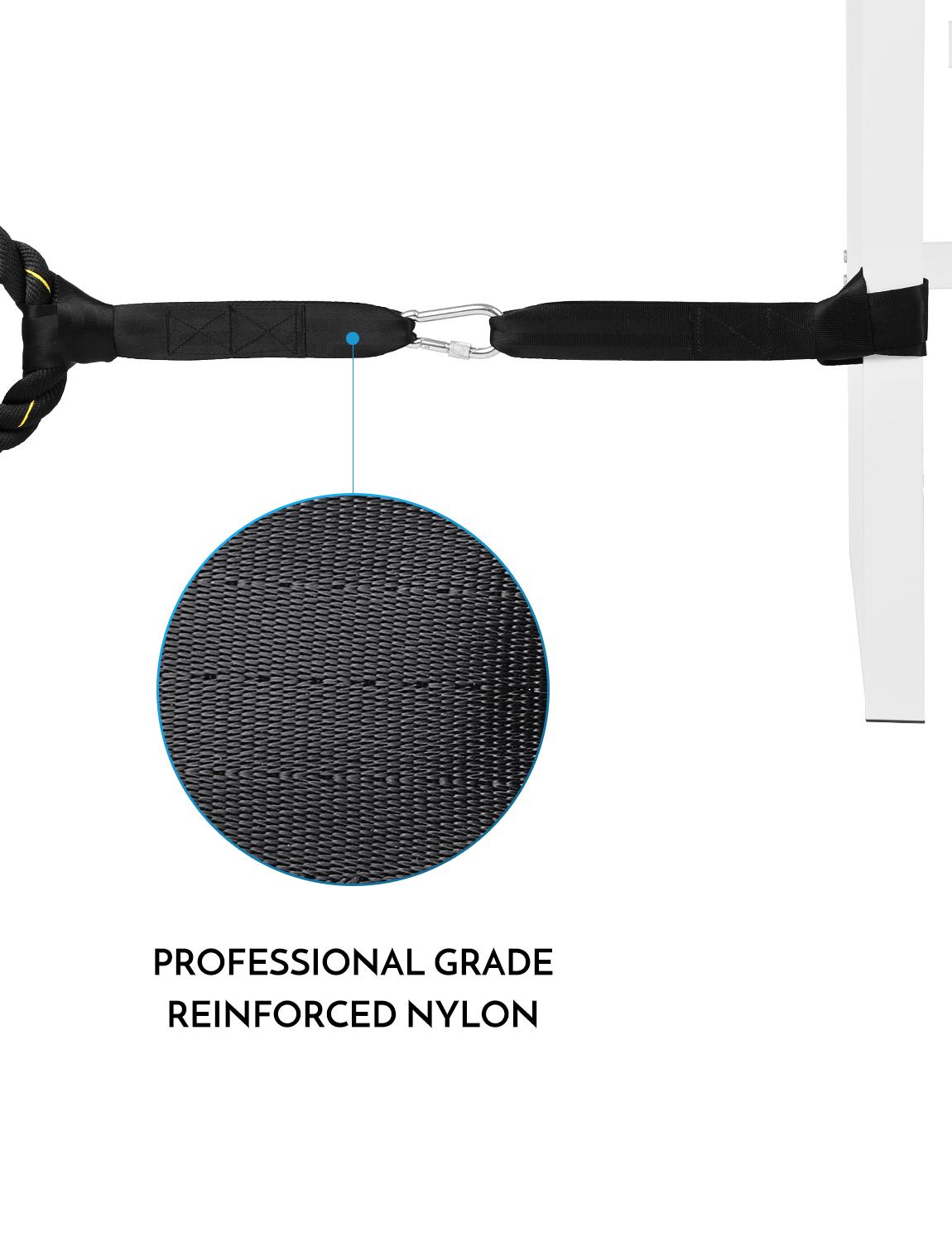 Battle Rope Strap Kit with Hvy Duty Reinforced 2 Nylon Straps & 1 Stainless Steel Carabiner Clip for Ropes Home Gym Fitness & Training
Battle Rope Strap Kit with Hvy Duty Reinforced 2 Nylon Straps & 1 Stainless Steel Carabiner Clip for Ropes Home Gym Fitness & Training