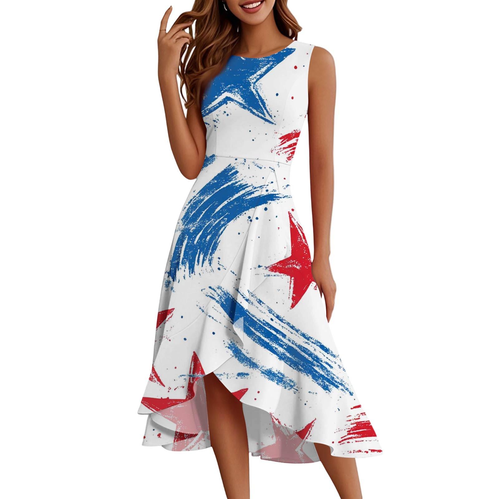 Женское модное повседневное платье без рукавов с круглым вырезом на молнии с принтом «День независимости» с элегантными оборками и темпераментом XXL белый
Женское модное повседневное платье без рукавов с круглым вырезом на молнии с принтом «День независимости» с элегантными оборками и темпераментом XXL белый