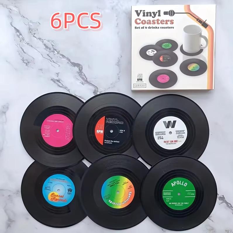 6PCS Retro Vinyl Record Coaster Set Heat-resistant, CD Shaped Beverage Mat Suitable for Coffee and Tea Cups
6PCS Retro Vinyl Record Coaster Set Heat-resistant, CD Shaped Beverage Mat Suitable for Coffee and Tea Cups