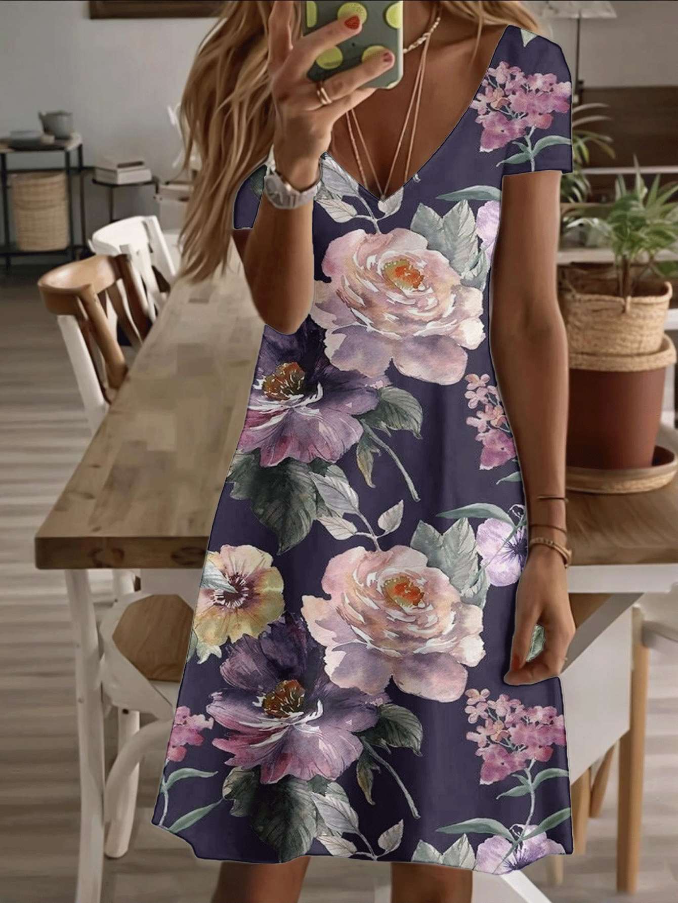 Vneck shortsleeve midi dress elegant floral for women realistic rose blossom print pattern 3D premium printing durable fabric casual and stylish 4XL дубильна кора
Vneck shortsleeve midi dress elegant floral for women realistic rose blossom print pattern 3D premium printing durable fabric casual and stylish 4XL дубильна кора