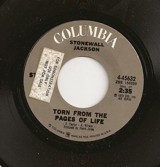 7inch Record STONEWALL JACKSON - Torn From The Pages Of Life / Water 445632 Columbia 1972 US Folk Used
7inch Record STONEWALL JACKSON - Torn From The Pages Of Life / Water 445632 Columbia 1972 US Folk Used