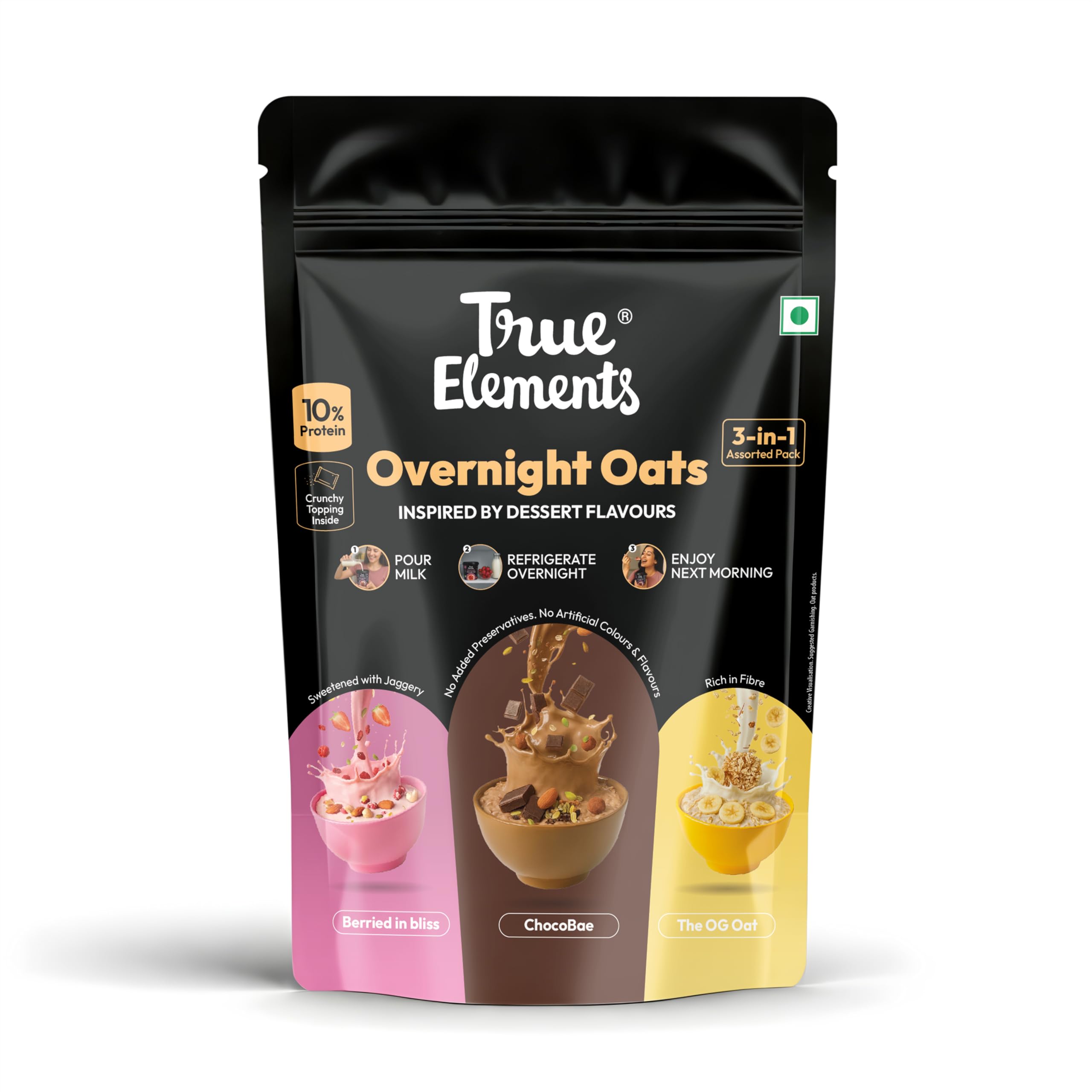 True Elements Overnight Oats | 3-in-1 Assorted Dessert Flavours | High Protein, High Fibre | No Added Preservatives | Easy Breakfast | 10% Protein
True Elements Overnight Oats | 3-in-1 Assorted Dessert Flavours | High Protein, High Fibre | No Added Preservatives | Easy Breakfast | 10% Protein