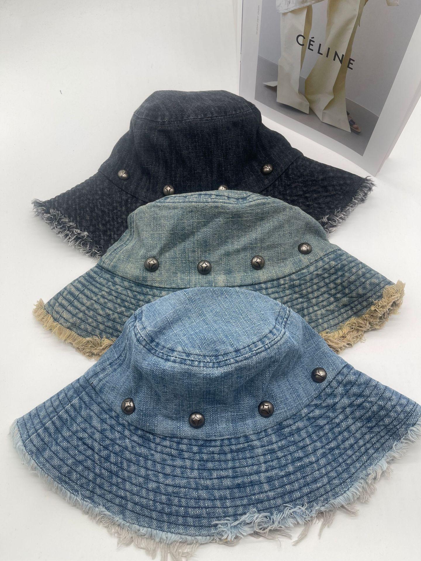 Уличная шляпа-ведро в стиле ретро из грубого денима с широкими полями, женская летняя универсальная шляпа с большим полями, с небольшим козырьком для защиты от солнца M(56-58cm) чёрный