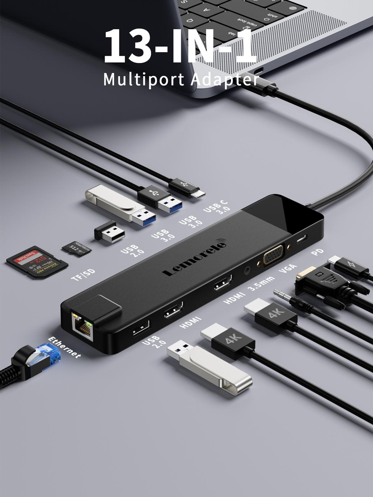 Lemorele 4K USB Hub USB C to Dual HDMI VGA Gigabit Docking Station USB 3.0 VGA Adapter SD Card Readers for Windows MacBook Air
Lemorele 4K USB Hub USB C to Dual HDMI VGA Gigabit Docking Station USB 3.0 VGA Adapter SD Card Readers for Windows MacBook Air