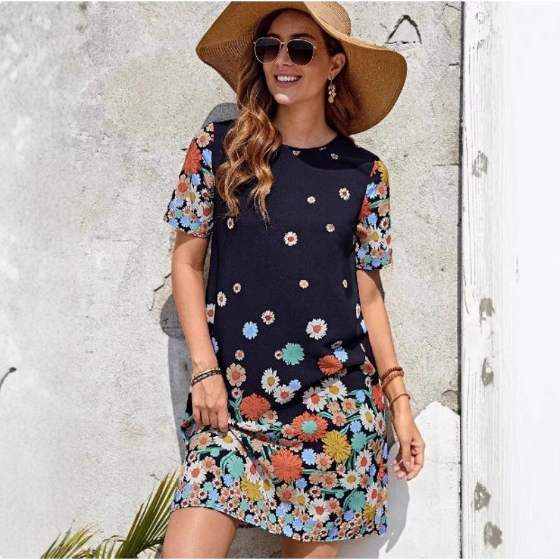 A Women s Printed Round-neck Dress with A Slimming Look and A Long Vacation Style Dress S тёмно-синий
A Women s Printed Round-neck Dress with A Slimming Look and A Long Vacation Style Dress S тёмно-синий