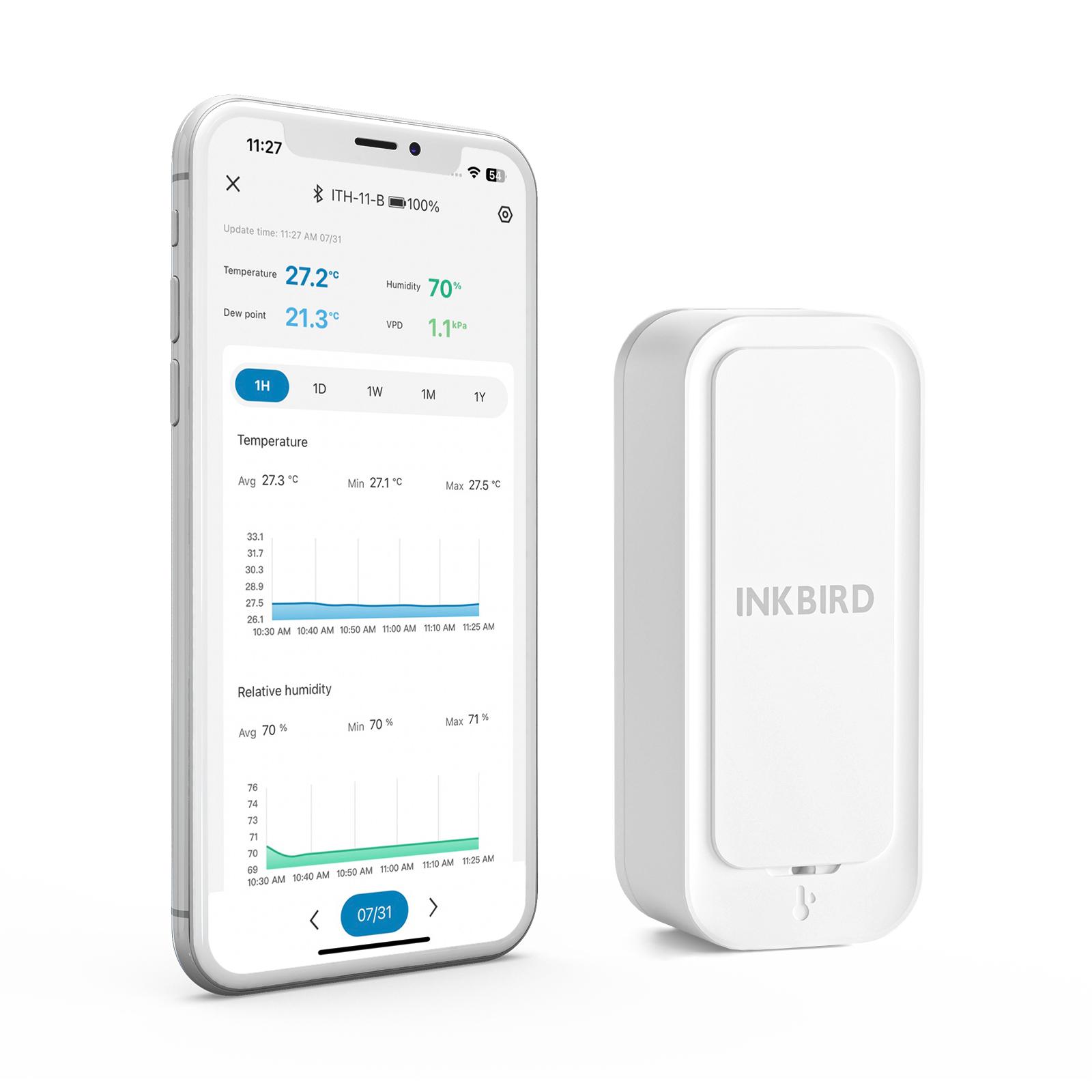 INKBIRD ITH-11-B Bluetooth Thermo-hygrometer IP65 Waterproof Lightweight Smart Temperature Humidity Sensor for Indoor Outdoor ITH-11-B
INKBIRD ITH-11-B Bluetooth Thermo-hygrometer IP65 Waterproof Lightweight Smart Temperature Humidity Sensor for Indoor Outdoor ITH-11-B