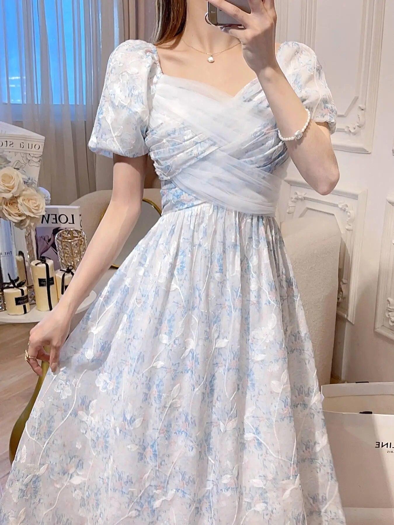 Новое летнее элегантное платье с короткими рукавами во французском стиле в стиле ретро. Элегантное длинное платье с пышными рукавами и принтом высокого класса. XL синий
Новое летнее элегантное платье с короткими рукавами во французском стиле в стиле ретро. Элегантное длинное платье с пышными рукавами и принтом высокого класса. XL синий