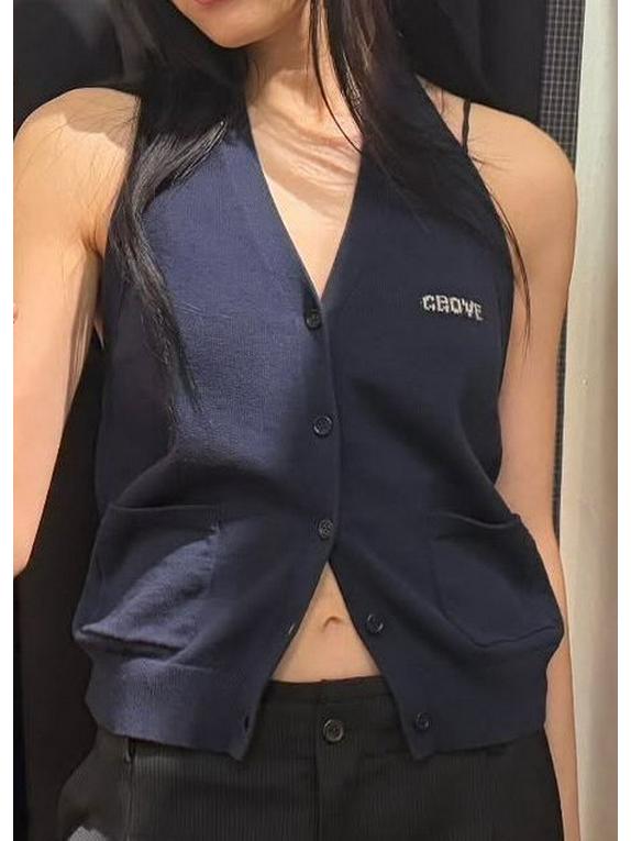 Korea GR*VE V-neck Slim-Fit Backless Halter Knit Camisole Cardigan for Women - Spring/Summer Collection One Size темно-синий
Korea GR*VE V-neck Slim-Fit Backless Halter Knit Camisole Cardigan for Women - Spring/Summer Collection One Size темно-синий