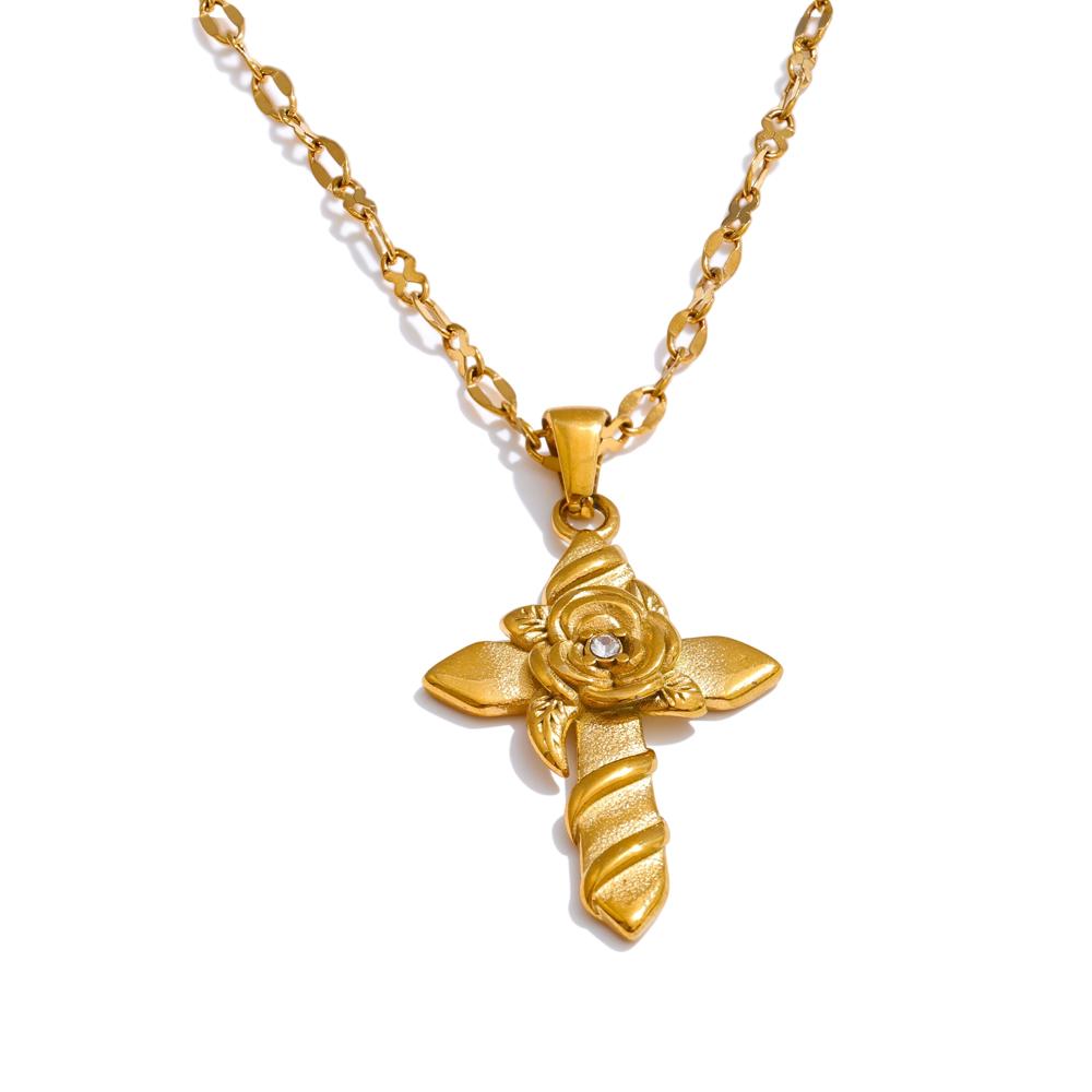 Yhpup 2025 Fashion Stainless Steel Flower Cross Pendant Necklace 18K Gold Color PVD Plated Stain Less Metal Collar Jewelry
Yhpup 2025 Fashion Stainless Steel Flower Cross Pendant Necklace 18K Gold Color PVD Plated Stain Less Metal Collar Jewelry