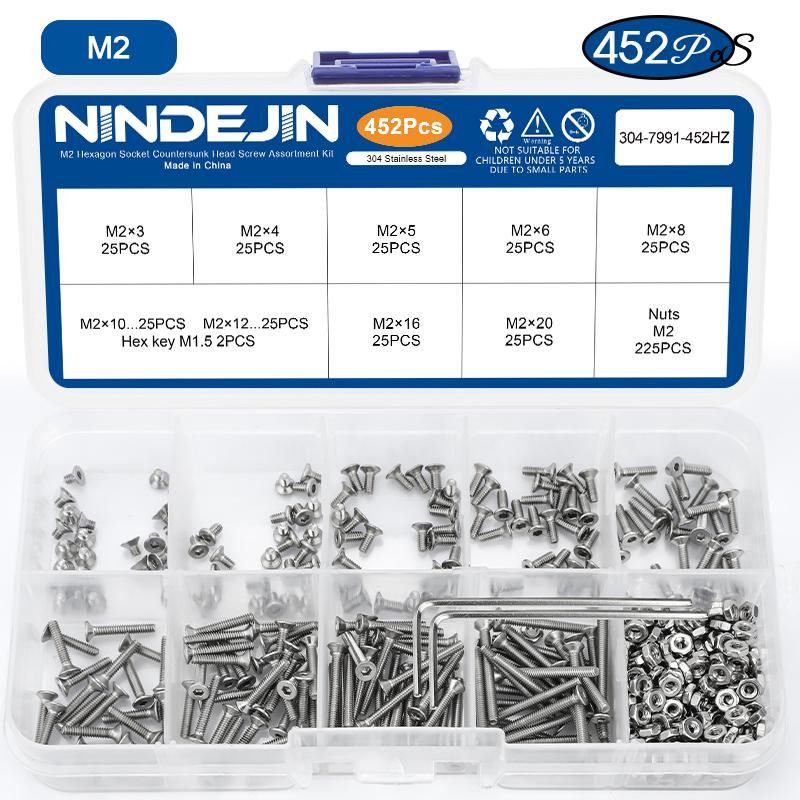 NINDEJIN Hex Hexagon Socket countersunk head screw kit m2 m2.5 m3 m4 m5 m6 stainless steel flat head bolt and nut screw set
NINDEJIN Hex Hexagon Socket countersunk head screw kit m2 m2.5 m3 m4 m5 m6 stainless steel flat head bolt and nut screw set