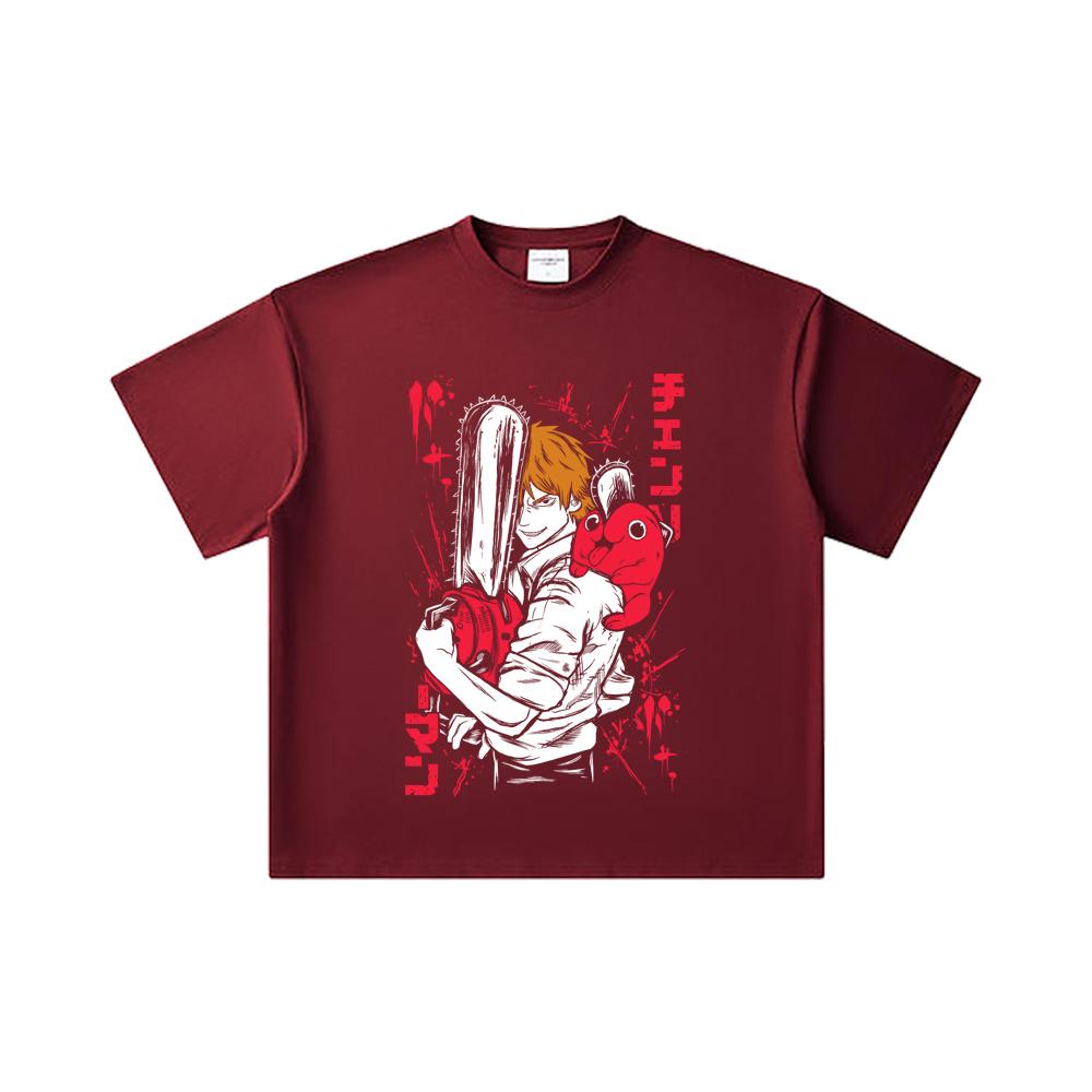 260 GSM Double Yarn 32 Count 100% Cotton Chainsaw Man V33 Denji Print Unisex Heavy Cotton T Shirt 2XL вина червоного кольору
260 GSM Double Yarn 32 Count 100% Cotton Chainsaw Man V33 Denji Print Unisex Heavy Cotton T Shirt 2XL вина червоного кольору