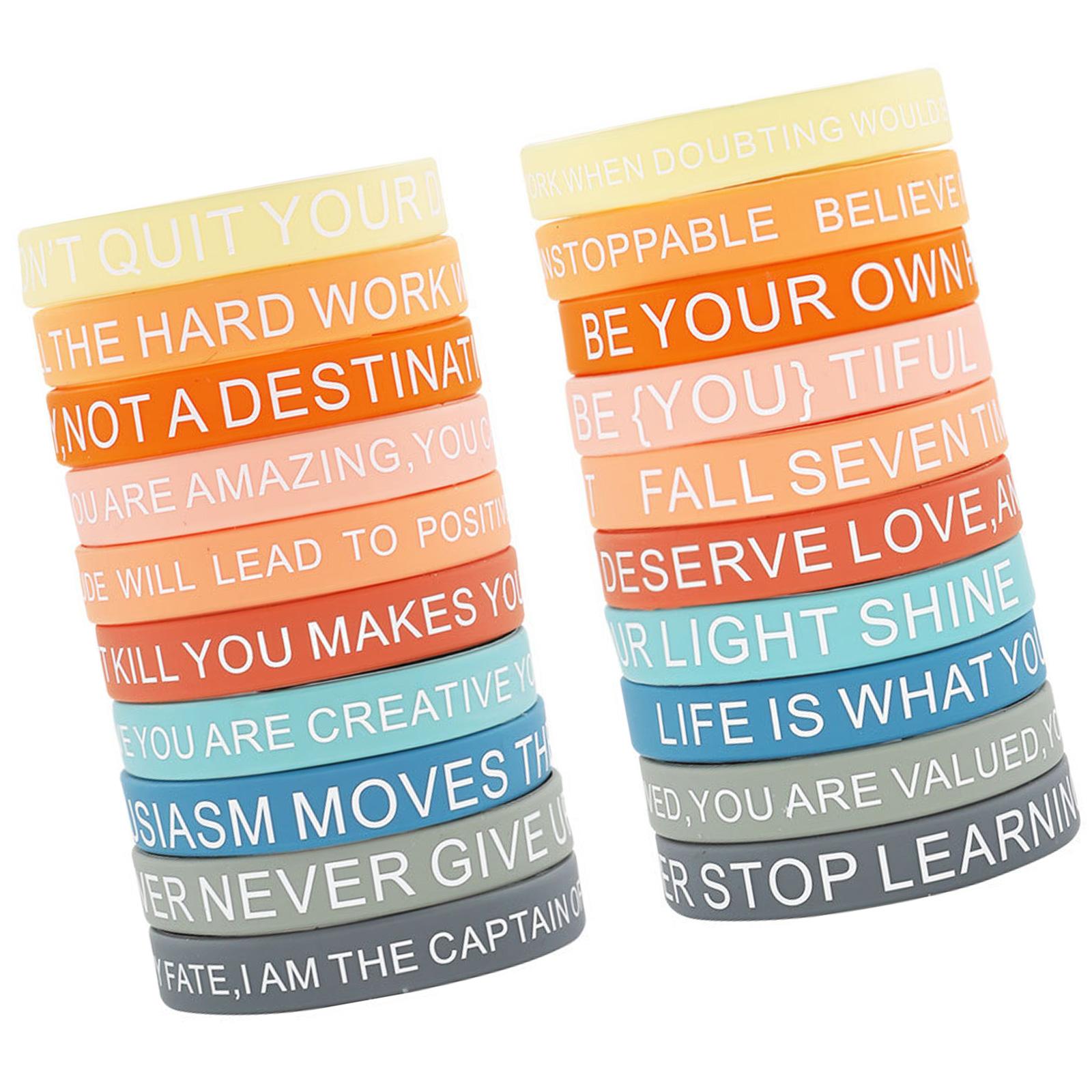 20 штук вдохновляющих силиконовых браслетов с мотивирующей цитатой, разноцветные браслеты для детей и взрослых D
20 штук вдохновляющих силиконовых браслетов с мотивирующей цитатой, разноцветные браслеты для детей и взрослых D