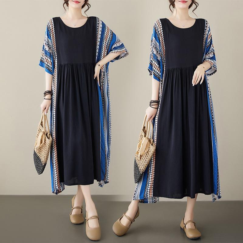 Real shot summer new literary large size loose printing round neck short sleeve dress women s long dress Large size average size
Real shot summer new literary large size loose printing round neck short sleeve dress women s long dress Large size average size