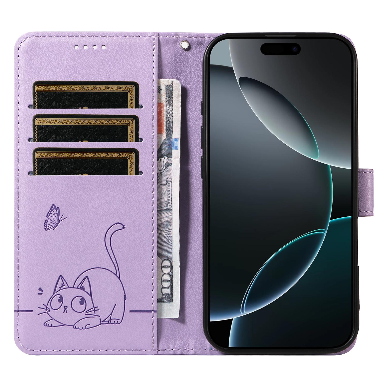 For iPhone 16 Pro Wallet Case Cat Pattern Imprint Leather Phone Cover with Wrist Strap Blue
For iPhone 16 Pro Wallet Case Cat Pattern Imprint Leather Phone Cover with Wrist Strap Blue