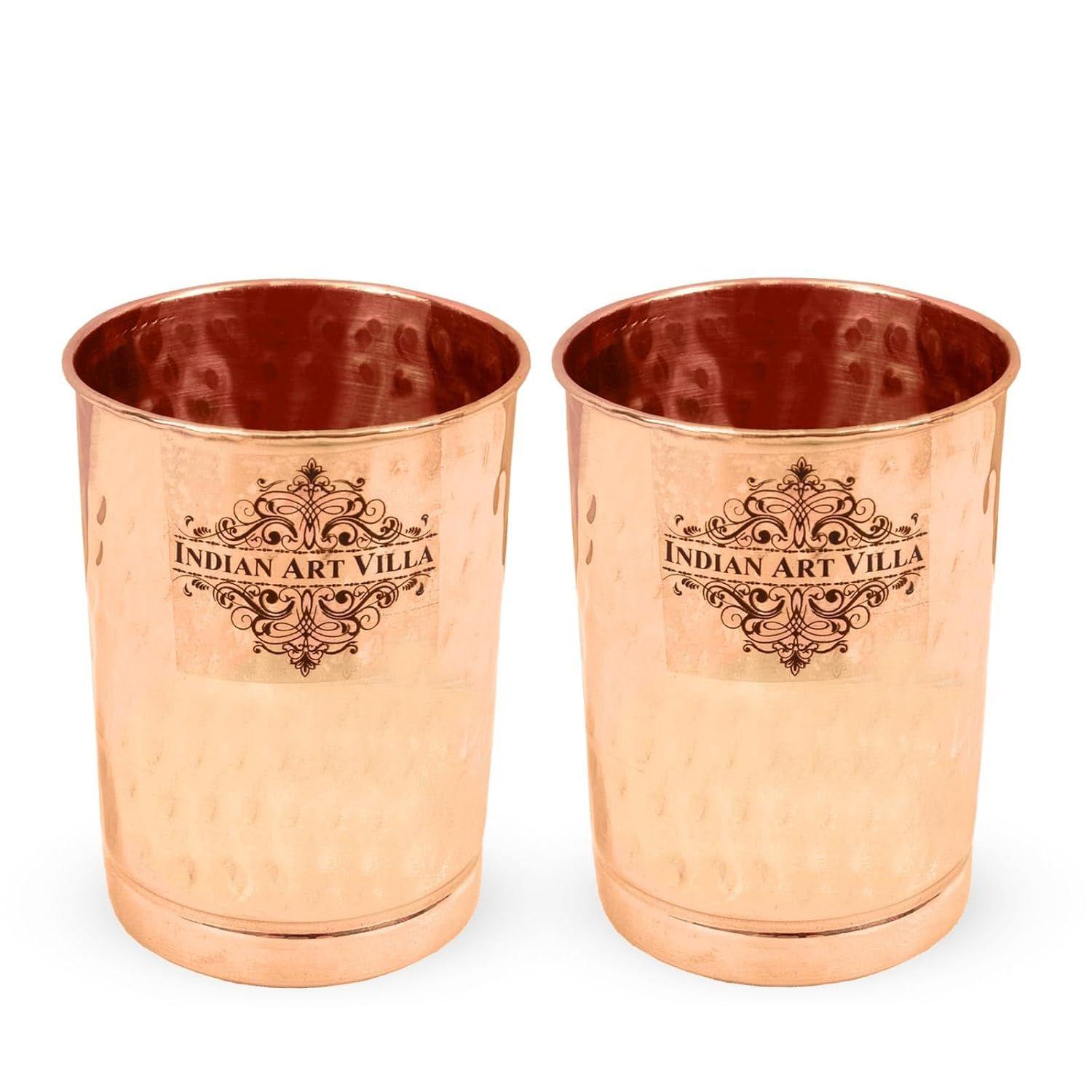 Pure Copper Plain Glass with Hammered Design, Drinking Serving Water, Yoga Ayurveda, Volume-300 ml, Pack of 2
Pure Copper Plain Glass with Hammered Design, Drinking Serving Water, Yoga Ayurveda, Volume-300 ml, Pack of 2
