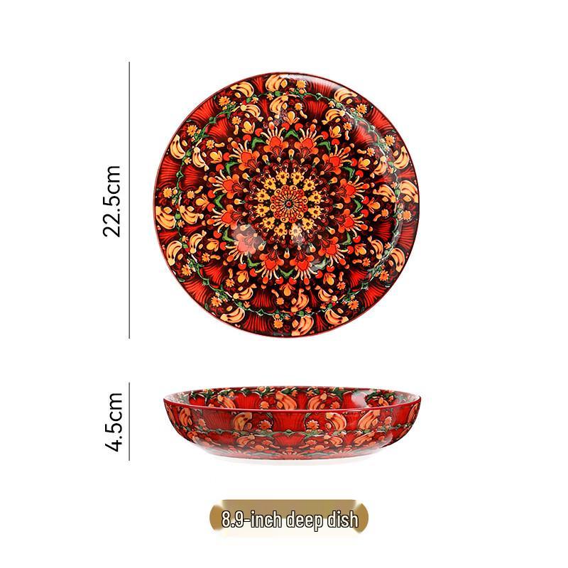 Zhishi Bohemian Style Red Flower Ceramic Dinner Plates, 8.5-inch Deep Dish, Set of 3
Zhishi Bohemian Style Red Flower Ceramic Dinner Plates, 8.5-inch Deep Dish, Set of 3