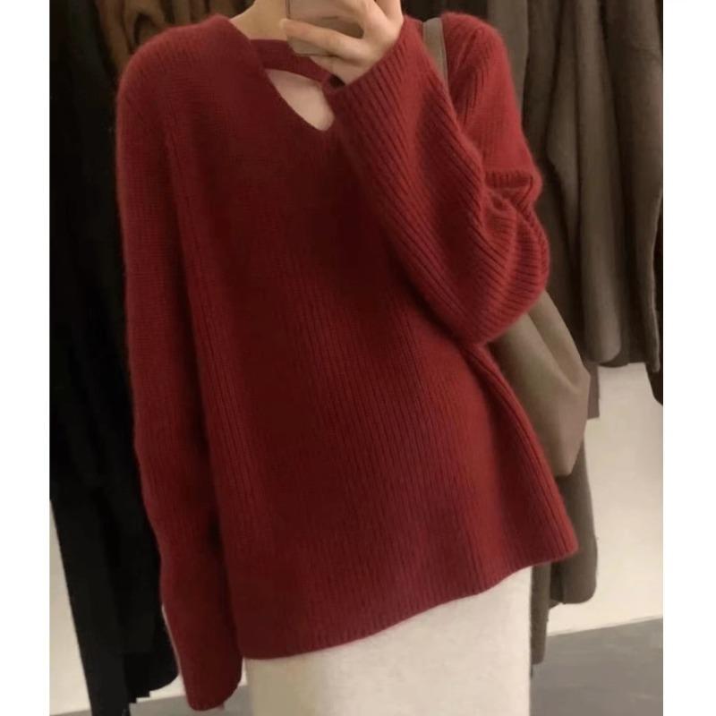 Design sense solid color v-neck collarbone knitted sweater women s autumn and winter thickened loose pullover lazy wind sweater top women one size fits all красный
Design sense solid color v-neck collarbone knitted sweater women s autumn and winter thickened loose pullover lazy wind sweater top women one size fits all красный