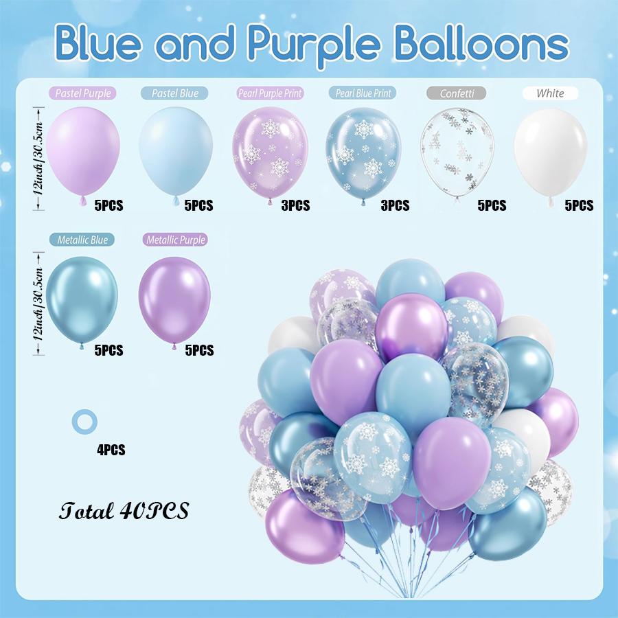 40pcs 12inch Snowflake Purple Blue Latex Balloons Set for Frozen Theme Birthday Snow Queen Wonderland Party Decoration Supplies oval&as the pictures
40pcs 12inch Snowflake Purple Blue Latex Balloons Set for Frozen Theme Birthday Snow Queen Wonderland Party Decoration Supplies oval&as the pictures