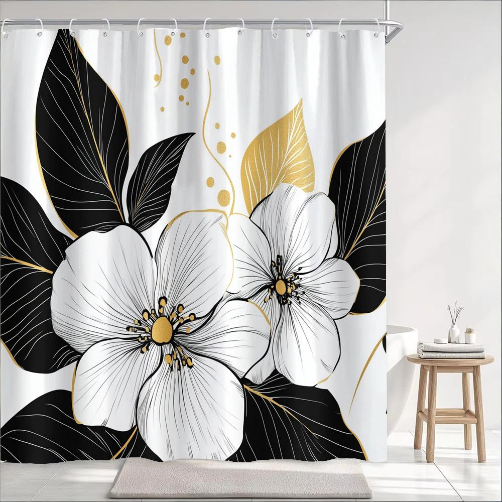 Black And White Flowers Printed Shower Curtain Partition Privacy Hanging Floral Bathroom Curtain With Hooks Decoration Curtain W60H190(CM)-1 Pcs
Black And White Flowers Printed Shower Curtain Partition Privacy Hanging Floral Bathroom Curtain With Hooks Decoration Curtain W60H190(CM)-1 Pcs