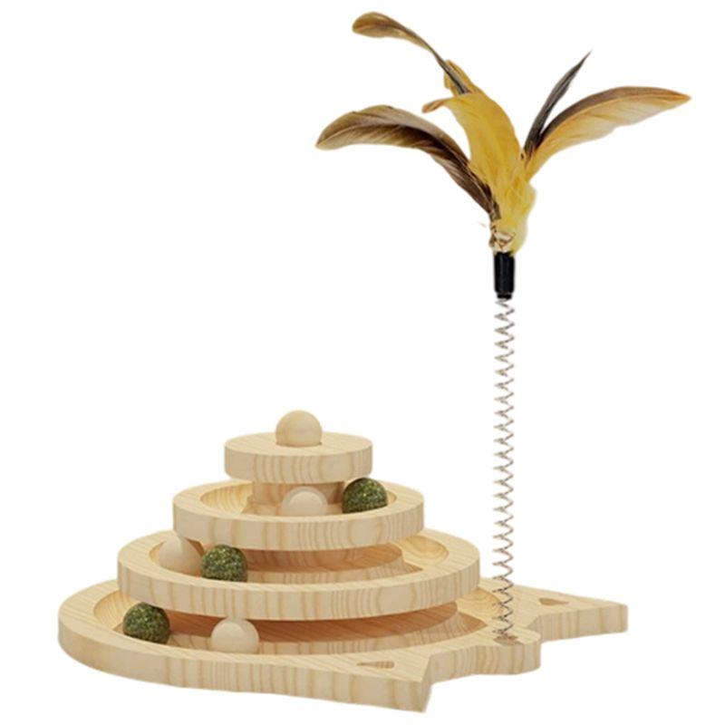 A84E-Wooden Pet Tower 2/3 Levels Cat Track Disc Intelligent Amusement Triple Play Disc Ball Training Three Tier Turntabl
A84E-Wooden Pet Tower 2/3 Levels Cat Track Disc Intelligent Amusement Triple Play Disc Ball Training Three Tier Turntabl