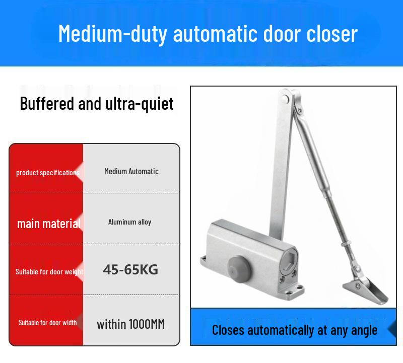 Silent Hydraulic Door Closer 45-65kg for Fireproof and Home Doors
Silent Hydraulic Door Closer 45-65kg for Fireproof and Home Doors