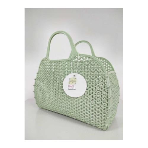 Разобранная пластиковая пляжная сумка зеленая 
Разобранная пластиковая пляжная сумка зеленая