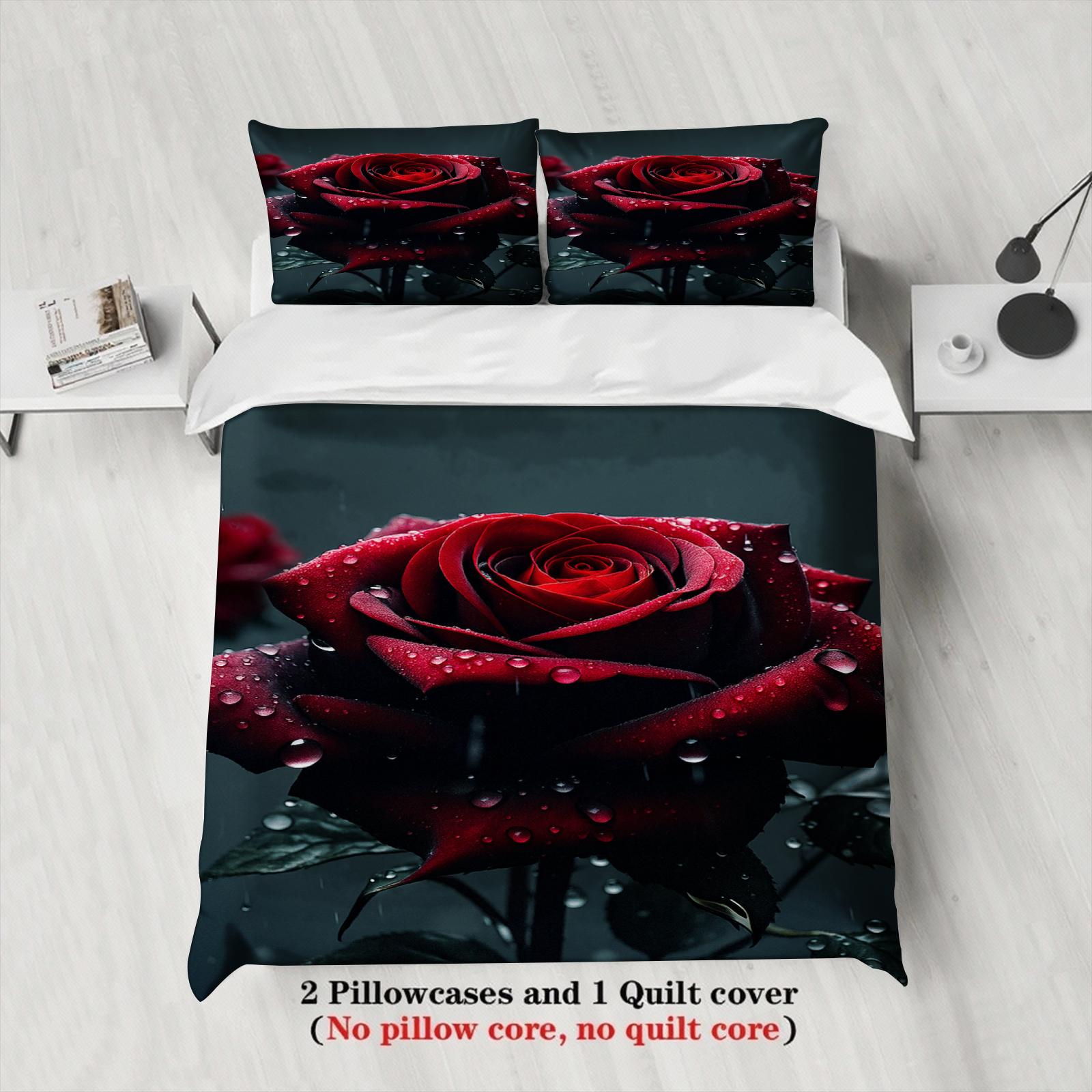 Dewy Red Rose Duvet Cover Set Dark Floral Bedding Set For Nature Lovers Bedroom Decor Twin Queen King Size With 2 Pillowcases 135x200cm
Dewy Red Rose Duvet Cover Set Dark Floral Bedding Set For Nature Lovers Bedroom Decor Twin Queen King Size With 2 Pillowcases 135x200cm