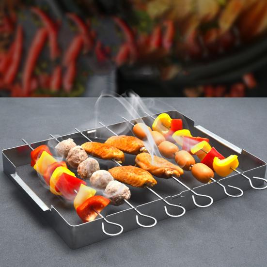 1 комплект стойки для шампуров, термостойкая складная портативная решетка для барбекю из нержавеющей стали с шампурами для барбекю для кемпинга
