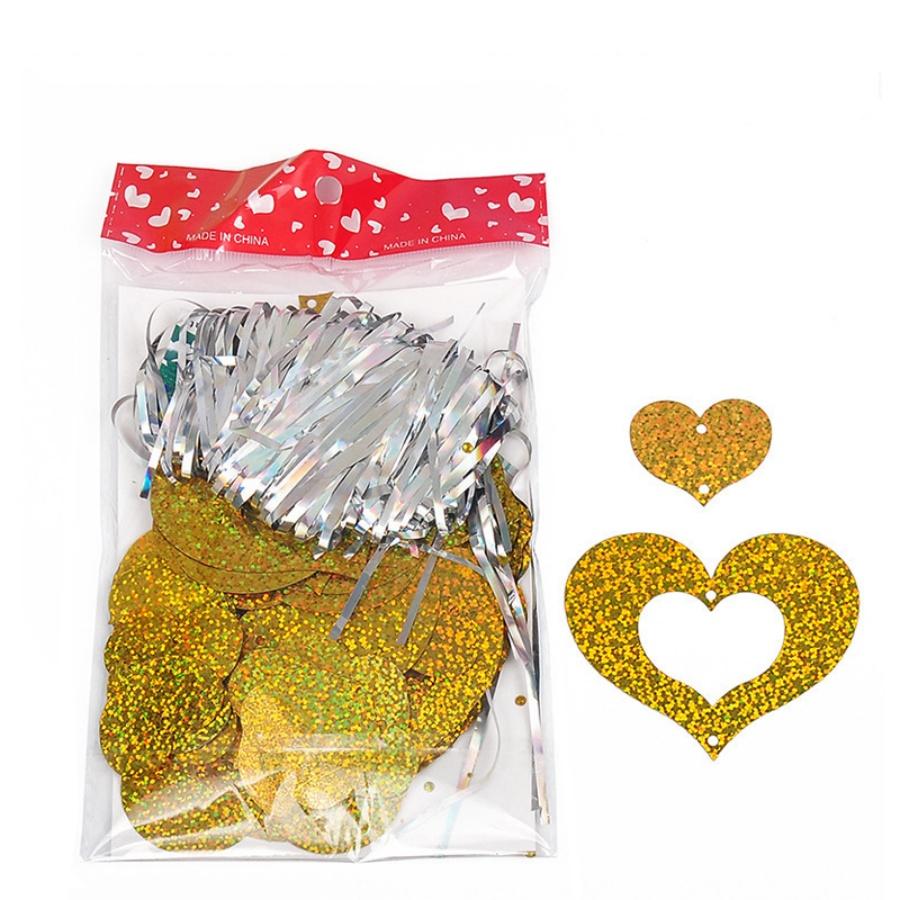 100 шт. Подвеска-шарик в форме сердца, Свадебные аксессуары для комнаты, Подвески-лазеры в виде сердца любви, Лента для шариков, Дождь, Украшение для вечеринки по случаю дня рождения Other золотой