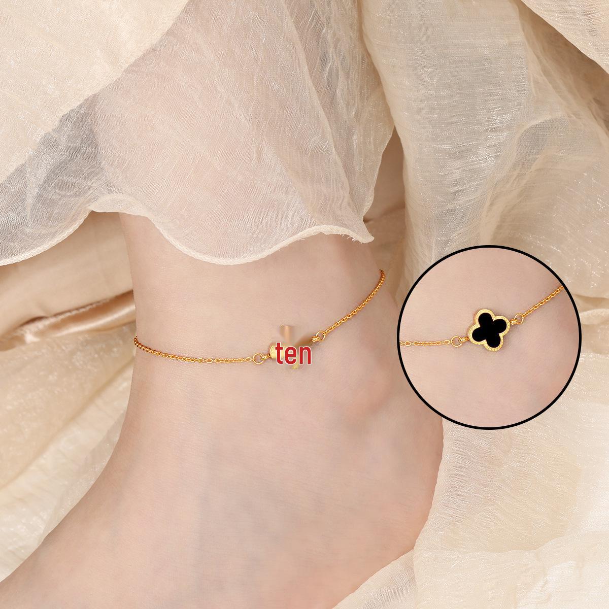 Корейский Роскошный Браслет на Ногу Золотое Покрытие с Черно-Белой Ракушкой в Виде Четырехлистного Клевера
Корейский Роскошный Браслет на Ногу Золотое Покрытие с Черно-Белой Ракушкой в Виде Четырехлистного Клевера