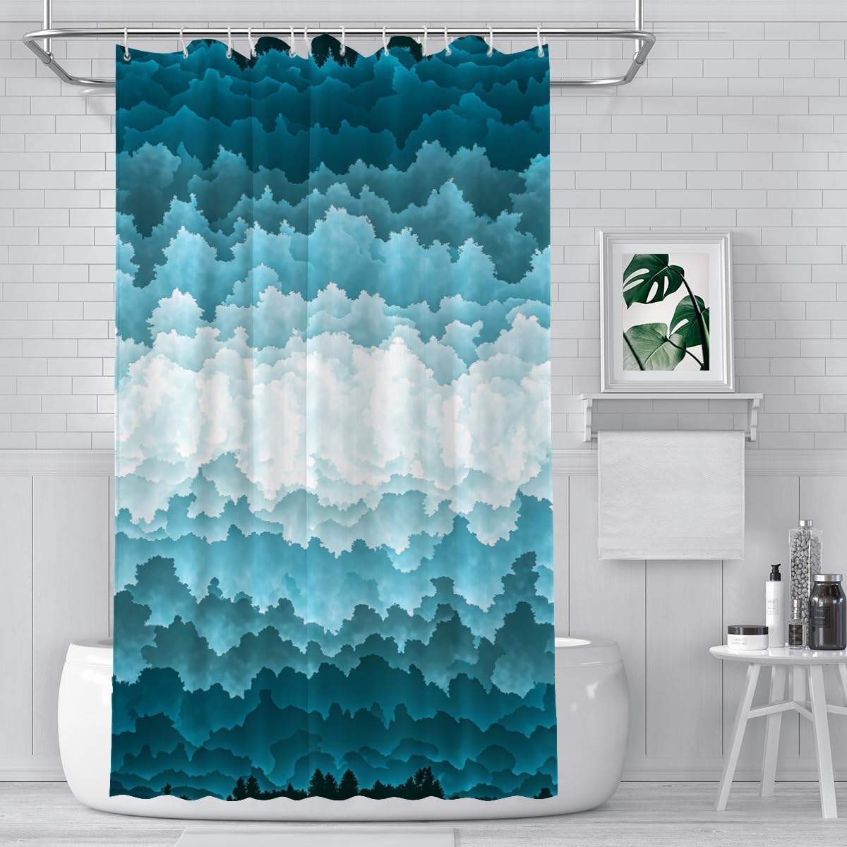 Blue White Intersecting Leaf Shower Curtain, Simple Fabric Design For Bathroom Wall Decor W60H190(CM)-1 Pcs
Blue White Intersecting Leaf Shower Curtain, Simple Fabric Design For Bathroom Wall Decor W60H190(CM)-1 Pcs