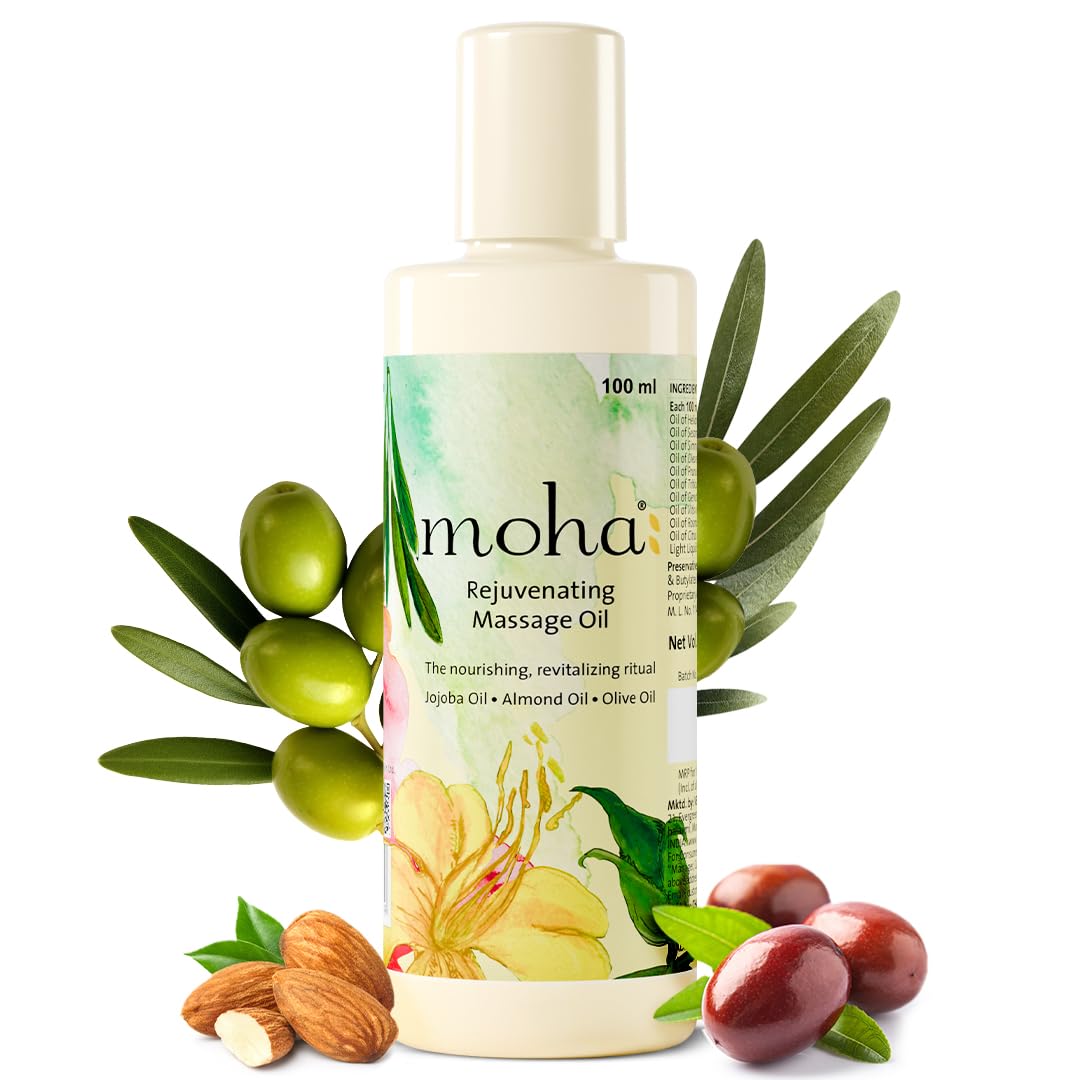 Moha Rejuvenating Massage Oil 100ml Pack of 1 | Lightweight Full Body Oil for Relaxation, Skin Softness & Daily Self-Care
Moha Rejuvenating Massage Oil 100ml Pack of 1 | Lightweight Full Body Oil for Relaxation, Skin Softness & Daily Self-Care