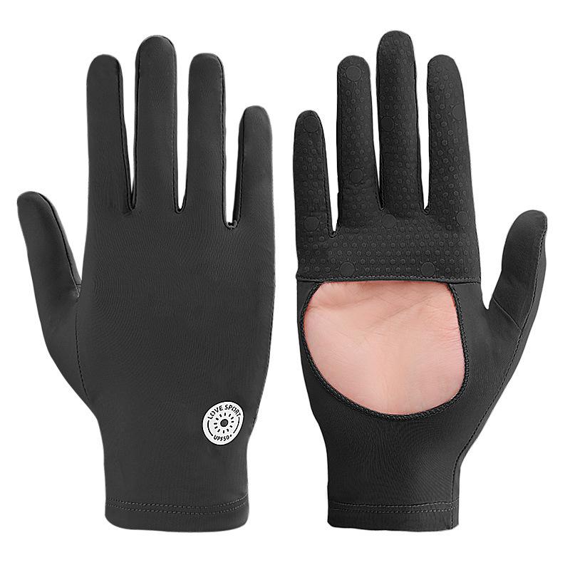 Полые перчатки Защищающие от УФ-лучей Дышащие перчатки из ледяного шелка Спортивная полая защитная экипировка для велоспорта на открытом воздухе one size fits all чёрный