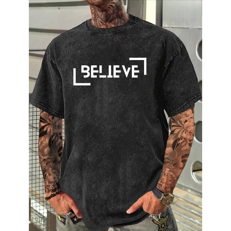 Men s Believe Graphic T-Shirt - Distressed Beige & Black Motivational Print, Thickened Washed Cotton Crew Neck Tee, Casual Short Sleeve Shirt S чёрный
Men s Believe Graphic T-Shirt - Distressed Beige & Black Motivational Print, Thickened Washed Cotton Crew Neck Tee, Casual Short Sleeve Shirt S чёрный