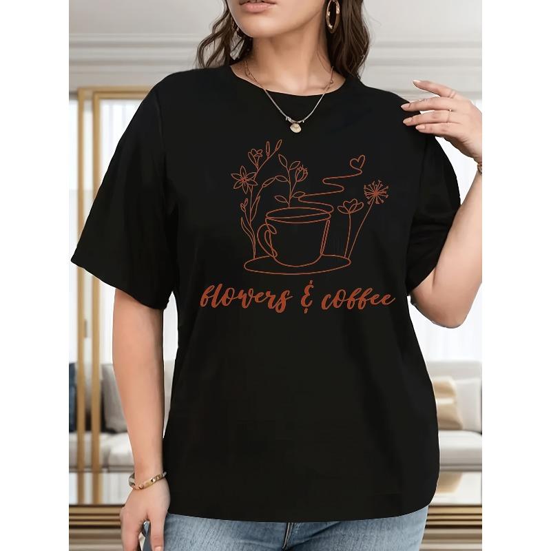 Plus Size, Women s Plus Size Floral Coffee Print T-Shirt - Oversized Casual Round Neck Short Sleeve Top with Flowers & Coffee 4XL чорний
Plus Size, Women s Plus Size Floral Coffee Print T-Shirt - Oversized Casual Round Neck Short Sleeve Top with Flowers & Coffee 4XL чорний
