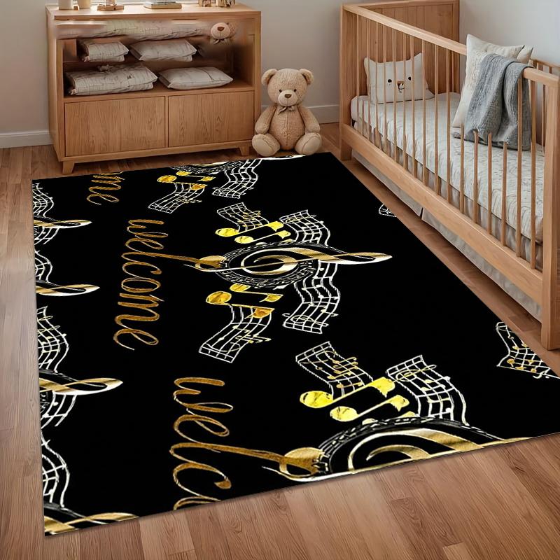 Black Area Rug with Gold Musical Notes Treble Clef and Script Ideal for Music Lovers Living Room Bedroom and Entryway Home Decor 40X60cm
Black Area Rug with Gold Musical Notes Treble Clef and Script Ideal for Music Lovers Living Room Bedroom and Entryway Home Decor 40X60cm