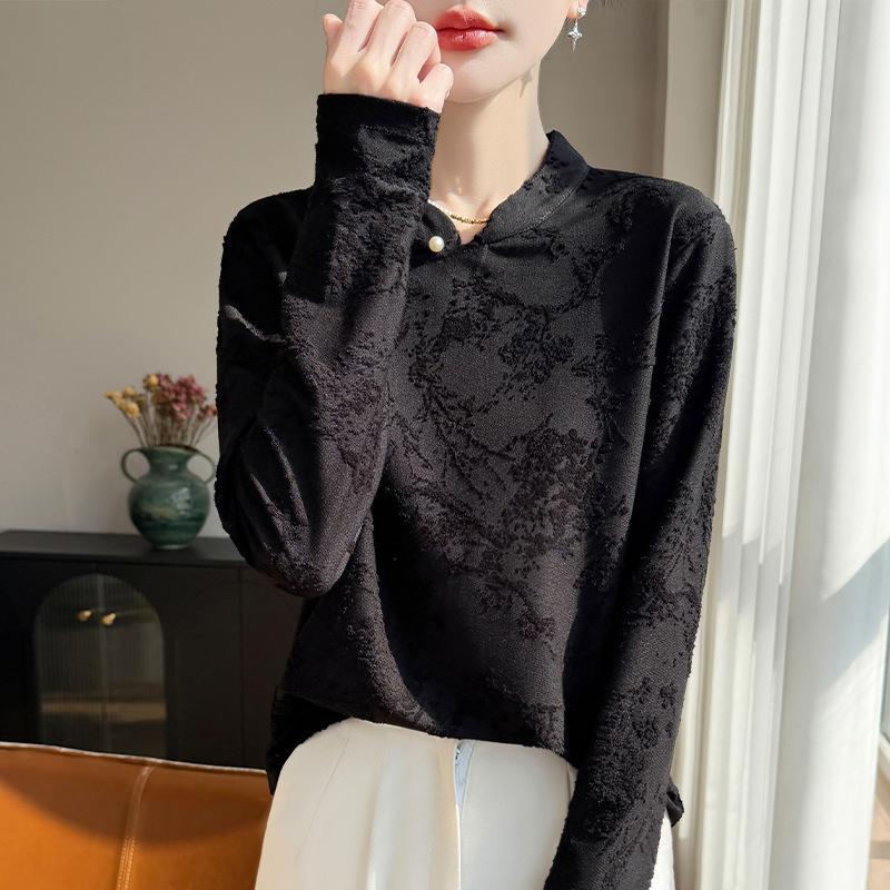 New Style Stand-up Collar Jacquard Long-sleeved Versatile Base Layer Shirt with Chinese Style Blouse Jacket for Women XXL чорний
New Style Stand-up Collar Jacquard Long-sleeved Versatile Base Layer Shirt with Chinese Style Blouse Jacket for Women XXL чорний