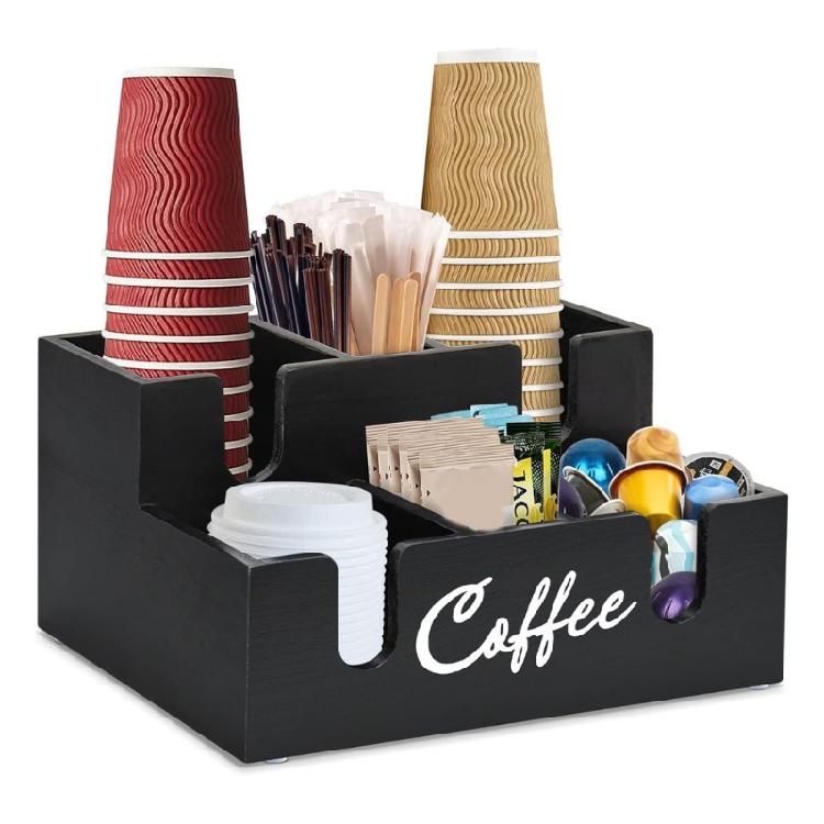 Stylish Black Finish Coffee Accessories Tray Designed For Neatly Storing Cups Spoons And Creamers чорний
Stylish Black Finish Coffee Accessories Tray Designed For Neatly Storing Cups Spoons And Creamers чорний