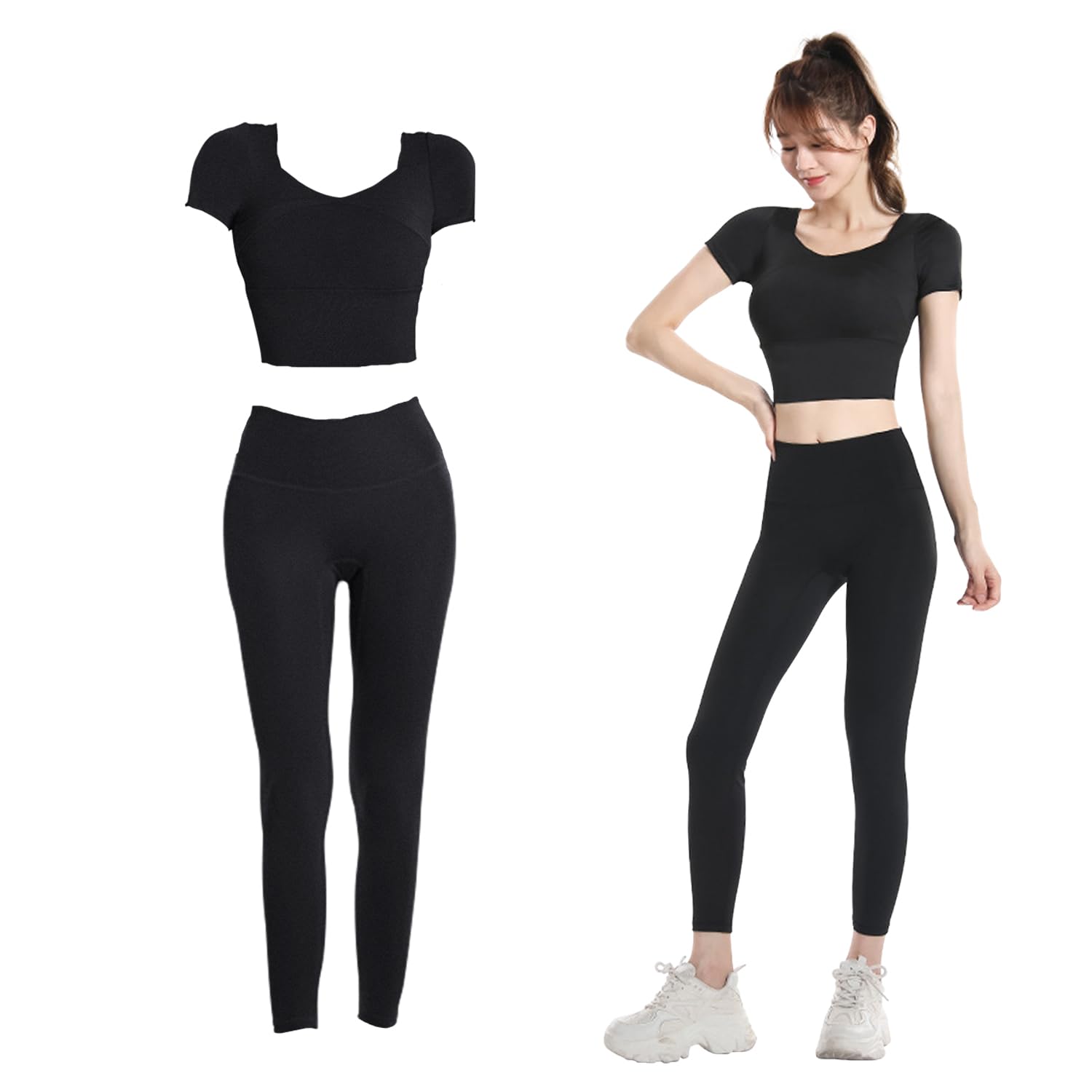 SooPii Топ и низ для йоги Спортивная и тренировочная одежда Комплект с половинным спортивным йогой и леггинсами Высокий Женский Комплект, Одежда, 2-предметный Рукава, Бюстгальтер, Брюки, чёрный
SooPii Топ и низ для йоги Спортивная и тренировочная одежда Комплект с половинным спортивным йогой и леггинсами Высокий Женский Комплект, Одежда, 2-предметный Рукава, Бюстгальтер, Брюки, чёрный