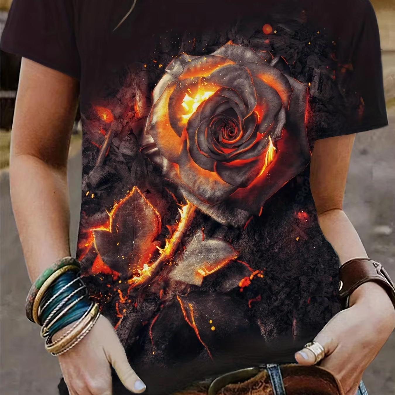 Літня жіноча футболка з круглим вирізом, модний повсякденний топ, чорний, креативний жіночий одяг з 3D-принтом троянд і черепа з короткими рукавами XL
Літня жіноча футболка з круглим вирізом, модний повсякденний топ, чорний, креативний жіночий одяг з 3D-принтом троянд і черепа з короткими рукавами XL