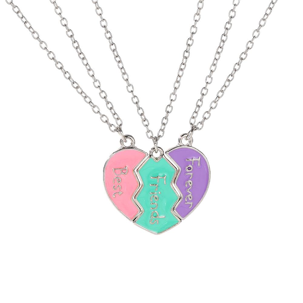 3Pcs/Set Best Friends Forever Broken Heart Puzzle Pendant Necklace Pink Green Purple Colors Enamel BFF Jewelry For Friendship 45cm
3Pcs/Set Best Friends Forever Broken Heart Puzzle Pendant Necklace Pink Green Purple Colors Enamel BFF Jewelry For Friendship 45cm