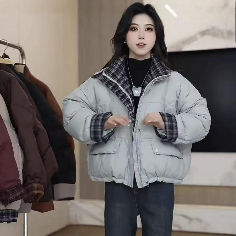 Модное и универсальное женское утепленное зимнее пальто большого размера с лацканами для защиты от холода и тепла, легкая и удобная хлопковая куртка XL светло-синий