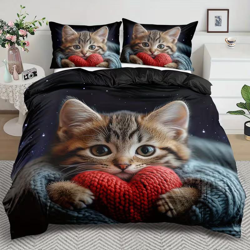 Tabby Kitten Love Cat Bedding Set Cute Animal Down Duvet Cover Queen King Double Duvet Cover Pillowcase 2/3 Gift Soft Bedroom Decoration UK Single 135x200cm
Tabby Kitten Love Cat Bedding Set Cute Animal Down Duvet Cover Queen King Double Duvet Cover Pillowcase 2/3 Gift Soft Bedroom Decoration UK Single 135x200cm