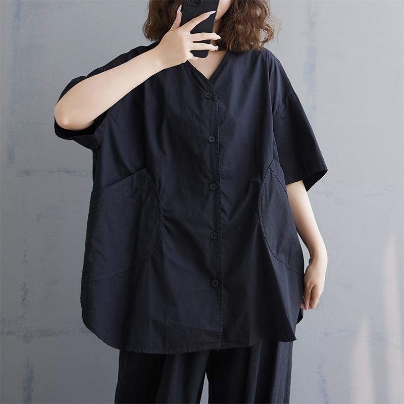 DIMANAF 2025 Летняя футболка с V-образным вырезом однотонная большого размера женская с коротким рукавом на пуговицах свободные топы футболки XL чёрный
DIMANAF 2025 Летняя футболка с V-образным вырезом однотонная большого размера женская с коротким рукавом на пуговицах свободные топы футболки XL чёрный