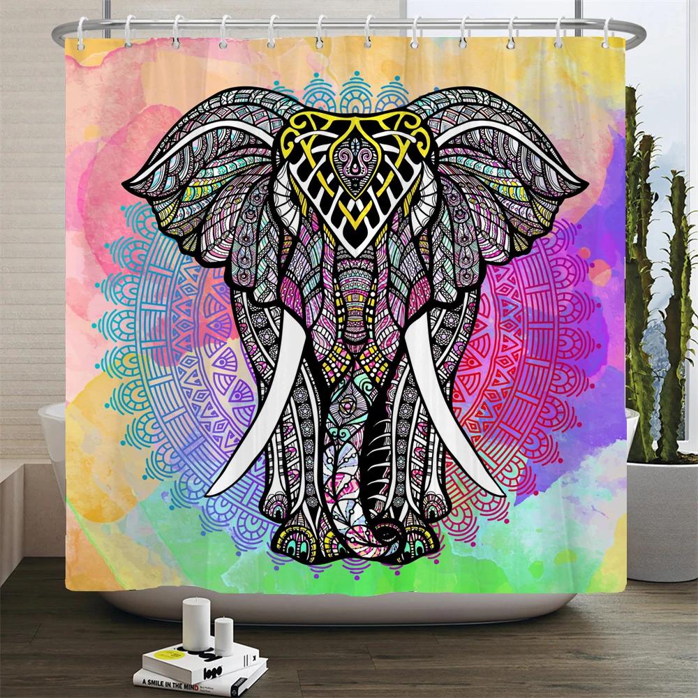 India Elephant Shower Curtains Colorful Mandala Bohemian Bathroom Curtain Waterproof Polyester Fabric Bathtub Screen With Hooks W60H190(CM)-1 Pcs
India Elephant Shower Curtains Colorful Mandala Bohemian Bathroom Curtain Waterproof Polyester Fabric Bathtub Screen With Hooks W60H190(CM)-1 Pcs