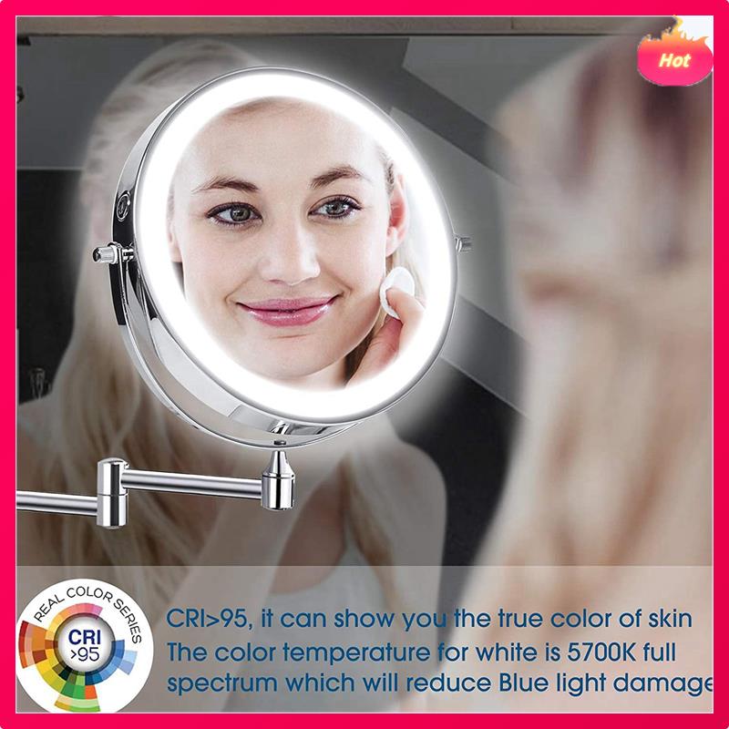 2Pcs Wall Mounted Vanity Bathroom Bath Makeup Mirror With LED Swivel Folding Lighted 1X/5X Magnification Cosmetic Mirror срібний
2Pcs Wall Mounted Vanity Bathroom Bath Makeup Mirror With LED Swivel Folding Lighted 1X/5X Magnification Cosmetic Mirror срібний